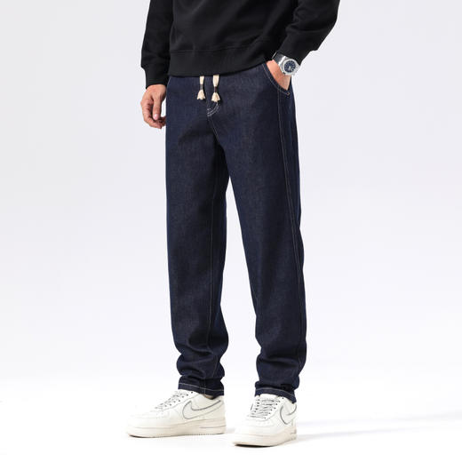 【新款DQ】大依优型大码直筒松紧腰牛仔裤长裤男舒适休闲简约百搭加肥加大男装潮款 商品图8