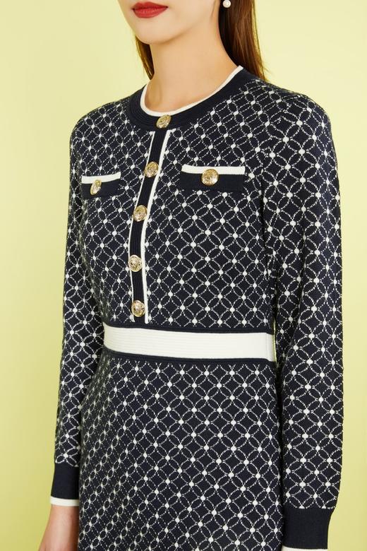 Le Malene 香奈儿风黑白图案毛衫连衣裙 11512 商品图3