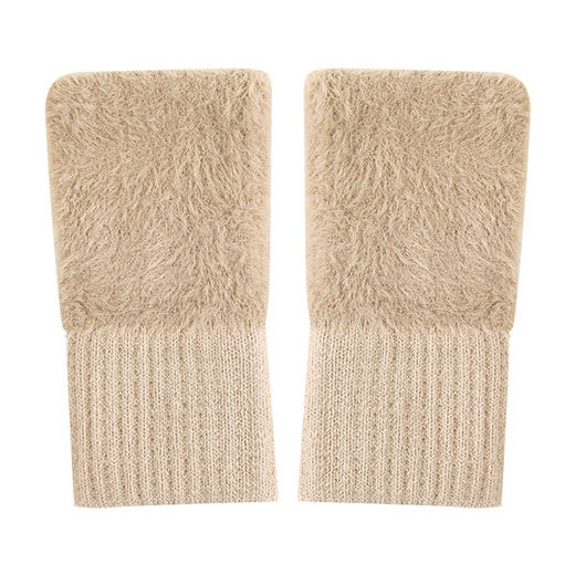 秋冬季半指手套毛绒加厚纯色日系甜美百搭保暖防风露指可触屏护腕 商品图4