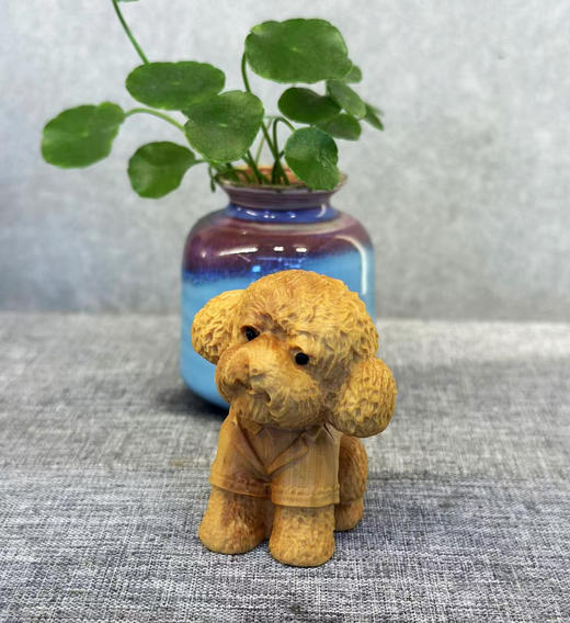 泰迪狗穿衣款°黄杨摆件 商品图1