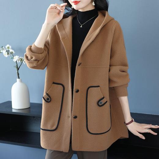 CC-10-5757气质小个子双面尼大衣女中长款2024年新款秋冬时尚宽松毛呢外套 商品图0