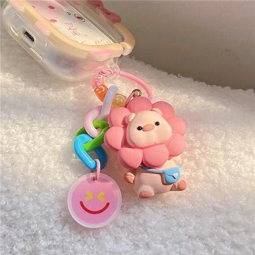 9.9包邮！热卖ins超萌太阳花猪可爱简约网红清新钥匙扣书包挂件车钥匙链硅 商品图4