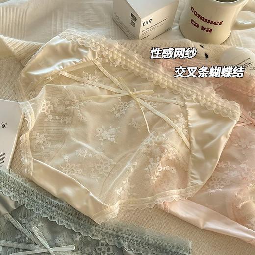 【0感纯欲纯欲丝滑缎面蕾丝内裤】宛如人体第二层肌肤，亲肤蕾丝网纱透气不粘腻，透气无痕舒适纯棉裆包臀绸缎女生三角裤QQ 商品图3