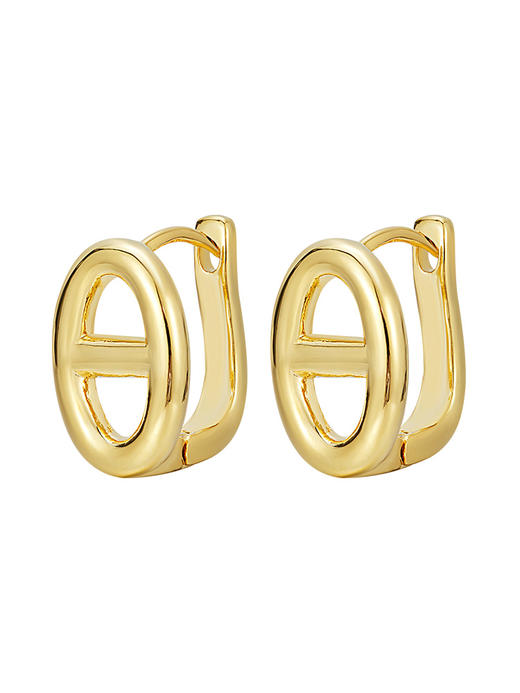 Oflye潮流饰品  高级感猪鼻子金色耳环女小众耳钉简约气质轻奢韩国耳扣耳饰 商品图4