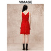 VIMAGE纬漫纪V领经典小香风红色高腰显瘦无袖连衣裙秋冬新款V2207829 商品缩略图4
