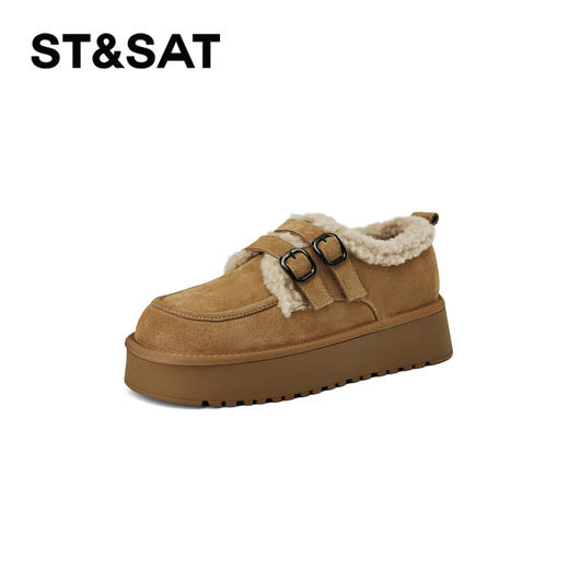 星期六百搭双扣带泰迪毛边厚底棉鞋SSC4118F49 商品图5