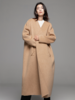 LIYIHAN 24冬绵羊毛领子不对称纯色中长款双面呢大衣百搭设计感 商品缩略图2