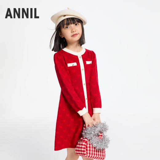 女童小香风毛衣裙冬季新款安奈儿童装实体店同款AG443853 商品图0
