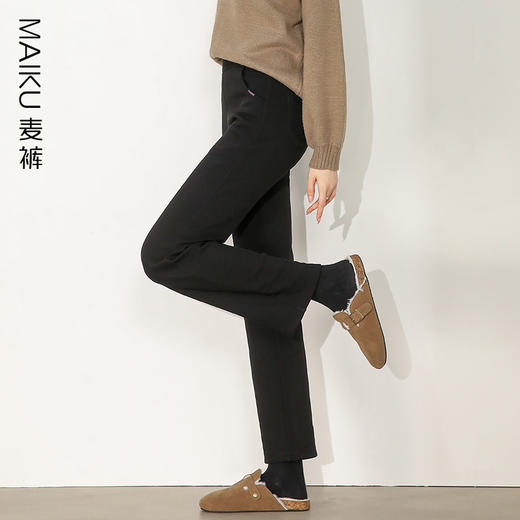 麦裤MK52385 加绒直筒裤/束脚裤 高腰宽松显瘦松紧腰休闲裤 商品图3