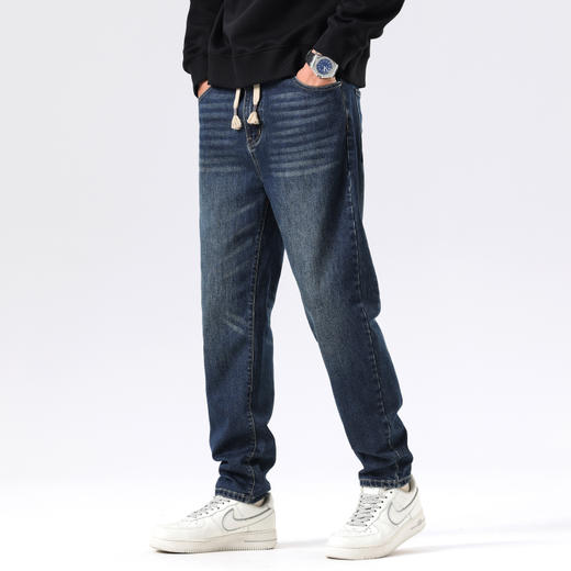 【新款DQ】大依优型大码直筒松紧腰牛仔裤长裤男舒适休闲简约百搭加肥加大男装潮款 商品图4