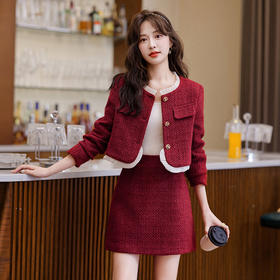 时尚套装秋季新品韩版小香风短外套半裙两件套裙YJLY83818
