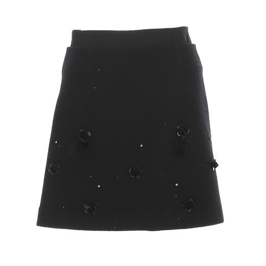 VIMAGE纬漫纪时尚钉珠高腰显瘦a字黑色气质毛呢半身裙冬新款V2206822 商品图6