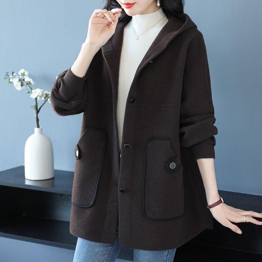 CC-10-5757气质小个子双面尼大衣女中长款2024年新款秋冬时尚宽松毛呢外套 商品图2