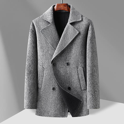 【新款DAB】大依优型大码男装羊毛呢双面呢大衣大衣外套手工呢子中长款胖子休闲男士 商品图2