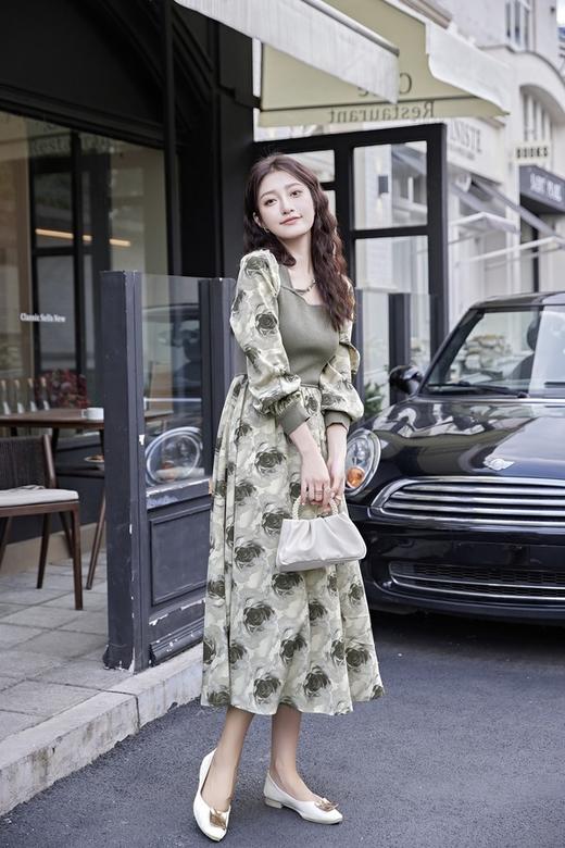 Stay2Weeks 灰绿色针织拼接印花连衣裙 19060 商品图5