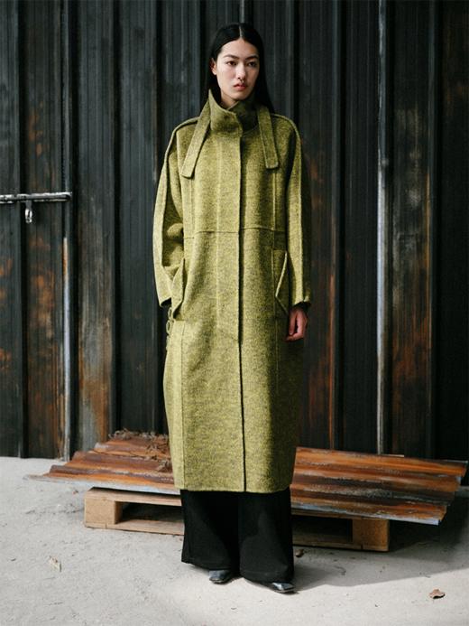 LIYIHAN 24冬绵羊毛简约宽松立领双面呢长款大衣外套高级复古感 商品图2