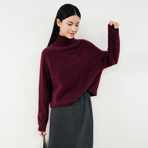 玳莎高领狐狸绒毛衣女秋新款厚款保暖插肩袖上衣套头针织衫  ED33314 商品图0