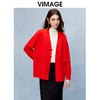 VIMAGE纬漫纪时尚宽松百搭盘扣红色针织开衫冬季新款V2201810 商品缩略图3