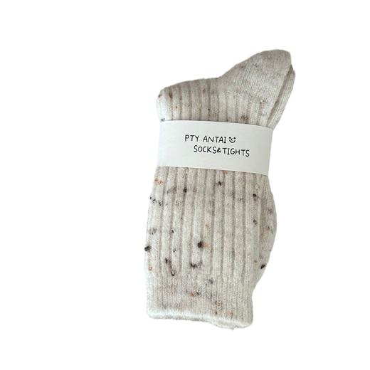 【一秒蓄热，点子纱羊驼袜】点子纱加厚保暖羊驼米羊毛袜子，手感软糯不臃肿不勒脚，中筒袜混色日系加厚外穿秋冬季长筒袜QQ 商品图4