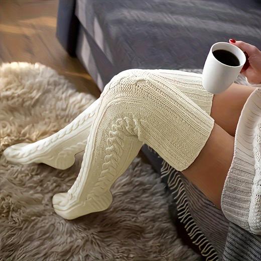 欧美英伦风秋冬大腿长袜堆堆袜女保暖地板袜过膝袜 商品图3