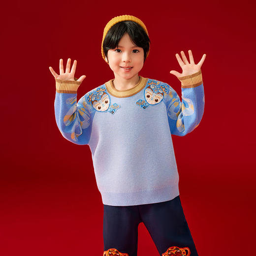 年衣2025年【蛇么都旺】童装儿童毛衣针织衫冬装打底衫男女童生肖拜年服本命年羊毛衫（送帽子）N4244451A07 商品图7