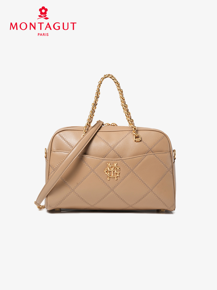 梦特娇女包新款羊皮枕头包高级感轻奢吉祥保龄球包手提斜挎包