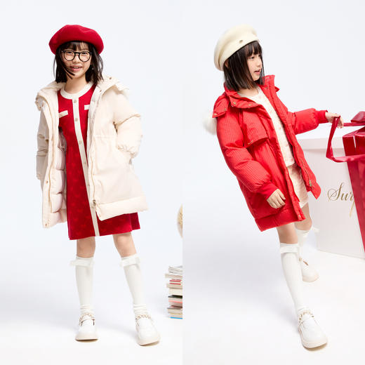 【御寒-5~5℃】女童收腰羽绒外套中长款85绒子冬季新款安奈儿童装实体店同款AG445811 商品图1