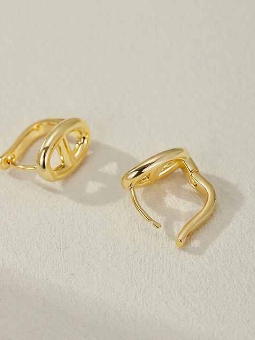 Oflye潮流饰品  高级感猪鼻子金色耳环女小众耳钉简约气质轻奢韩国耳扣耳饰 商品图3