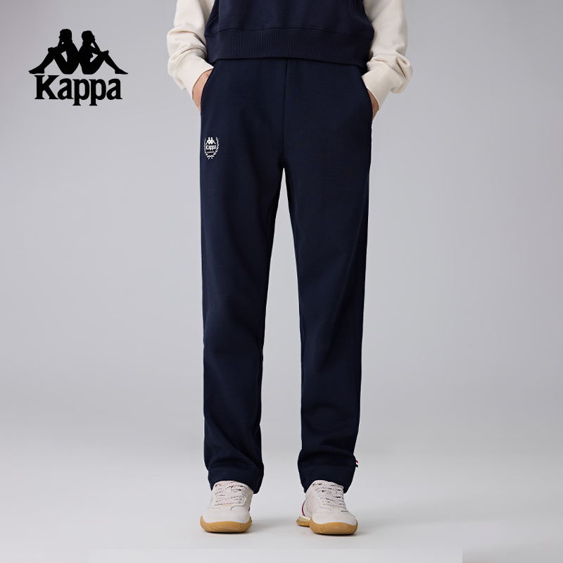 Kappa卡帕背靠背秋冬针织长裤2024新款复古运动裤女款纯棉直筒裤K0E82AK22