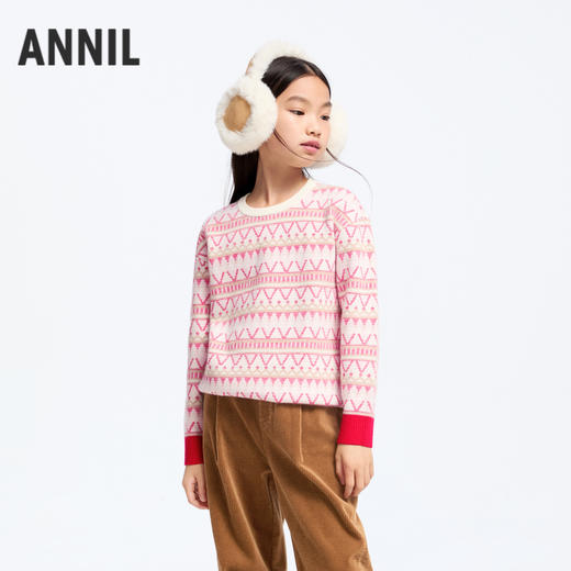 女童费尔岛提花毛衣冬季新款安奈儿童装实体店同款AG444631 商品图0
