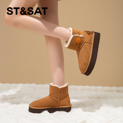 星期六简约圆头加绒加厚保暖雪地靴SSC4118F1Y 商品图5