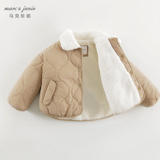 马克珍妮女童绒绒毛领夹棉加绒外套儿童棉衣2024年冬装新款241533 商品图3