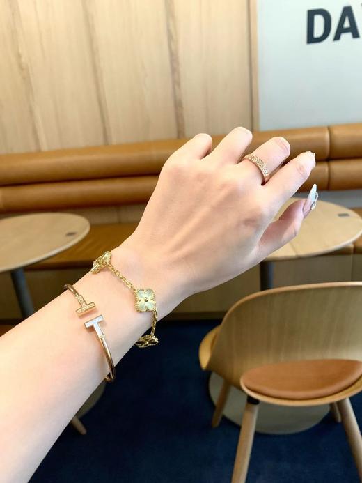 镀金固色镭射金幸运四叶草五花手链 商品图11