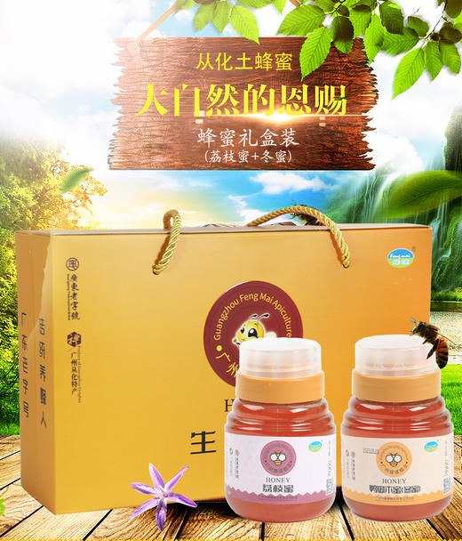 蜂唛小礼盒（荔枝蜜+冬蜜各1瓶，500g/瓶，即1000g/盒） 商品图0