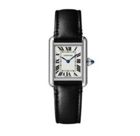 CARTIER卡地亚 坦克系列太阳能石英机芯 30米防水 女款 瑞表 29.5*22mm 银色表盘 精钢表壳 非动物性材质表带