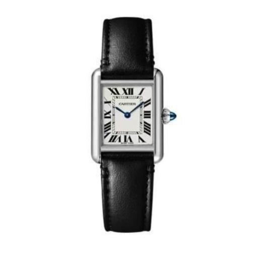 CARTIER卡地亚 坦克系列太阳能石英机芯 30米防水 女款 瑞表 29.5*22mm 银色表盘 精钢表壳 非动物性材质表带 商品图0