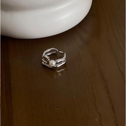 【顺丰包邮】13512 洛诗琳极简不规则小众S925纯银开口珍珠戒指0124 商品图4