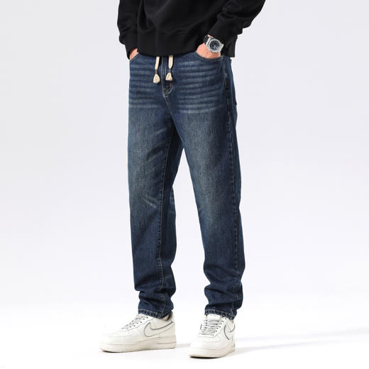 【新款DQ】大依优型大码直筒松紧腰牛仔裤长裤男舒适休闲简约百搭加肥加大男装潮款 商品图3