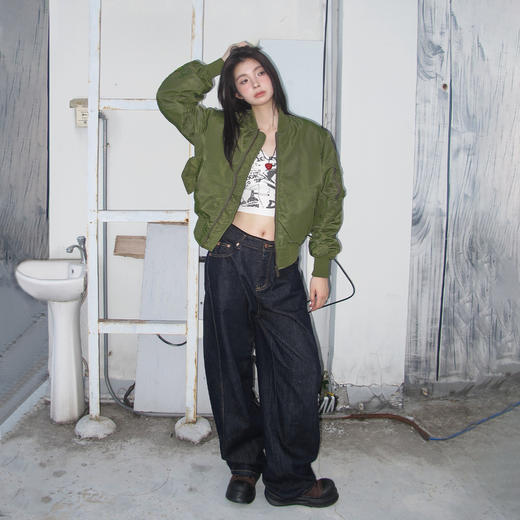 714street美式复古MA1飞行夹克棉服2024冬季新款潮牌宽松厚外套男 商品图3