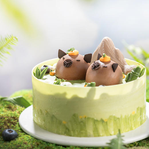【水豚物语】森林童话蛋糕 手工水豚动物造型 抹茶巧克力夹心牛奶布丁新鲜现做 商品图4
