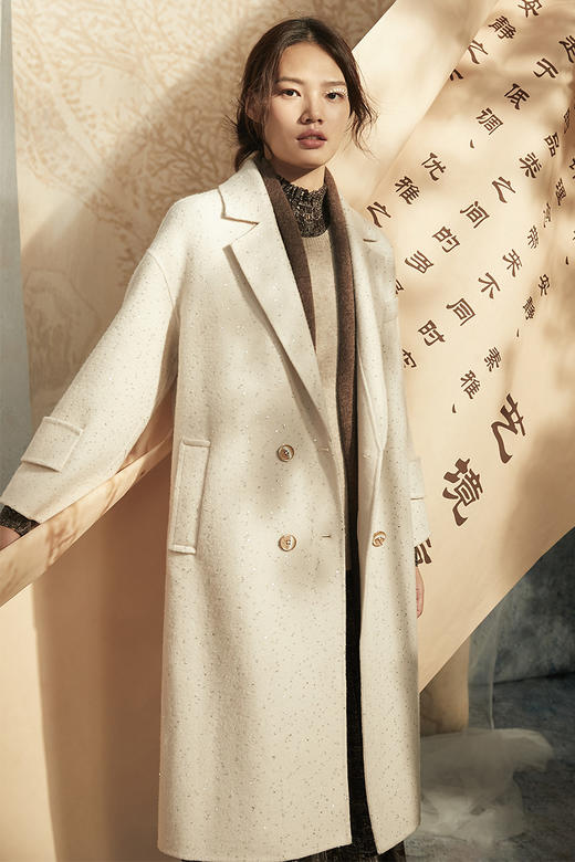 famecoco范可儿毛呢大衣女士冬季设计感韩版羊毛外套F208AC112 商品图5