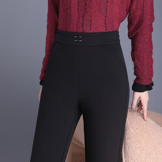 MYX-HWM-6509-Y加绒筒喇裤女高腰休闲裤加绒加厚保暖裤气质女装高腰长裤 商品图3