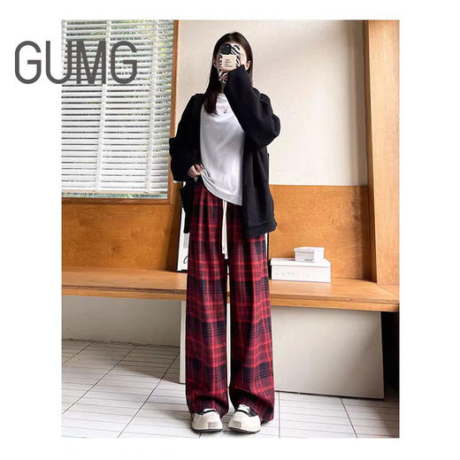 【壹半麦合】GUMG-休闲磨毛格子阔腿裤GM10068  吊牌价:339元 吊牌价:89元 商品图0