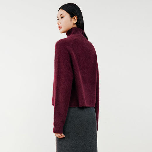 玳莎高领狐狸绒毛衣女秋新款厚款保暖插肩袖上衣套头针织衫  ED33314 商品图3