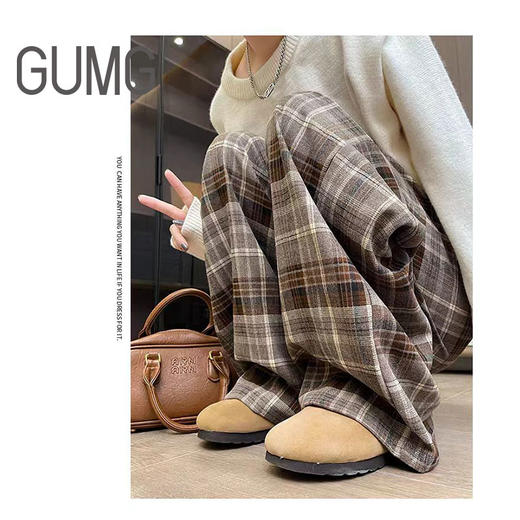 【壹半麦合】GUMG-休闲磨毛格子阔腿裤GM10068  吊牌价:339元 吊牌价:89元 商品图1