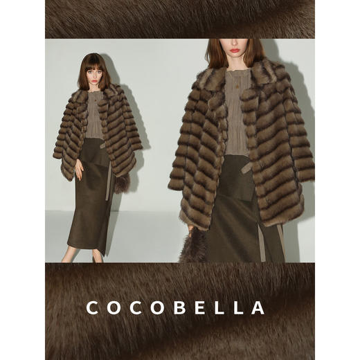 COCOBELLA轻奢仿天鹅绒水貂原色环保皮草外套御寒大衣FU3095 商品图2