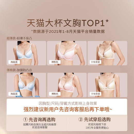 奶糖派微糖超薄全罩杯文胸超薄大胸显小胸罩渐变色蕾丝内衣显瘦女 商品图4