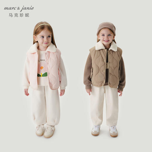 马克珍妮女童绒绒熊耳朵夹棉保暖马甲宝宝2024年冬装新款241536 商品图1