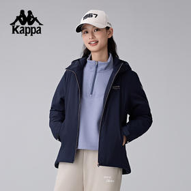 Kappa卡帕背靠背冬季新款防泼水防风棉服保暖外套轻薄运动棉衣女