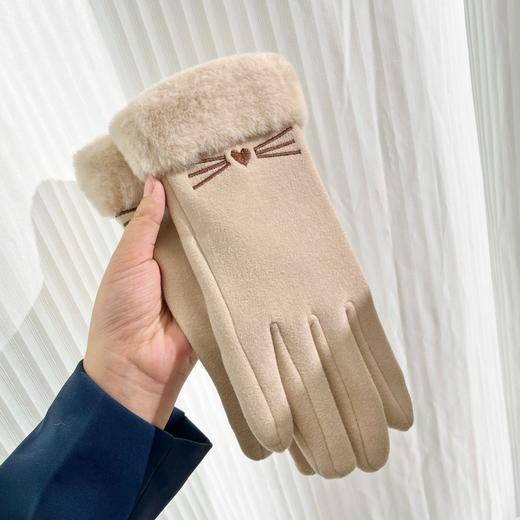 手套冬天女加绒加厚保暖可爱麂皮绒女士骑行防寒骑车防风触屏冬季 商品图0